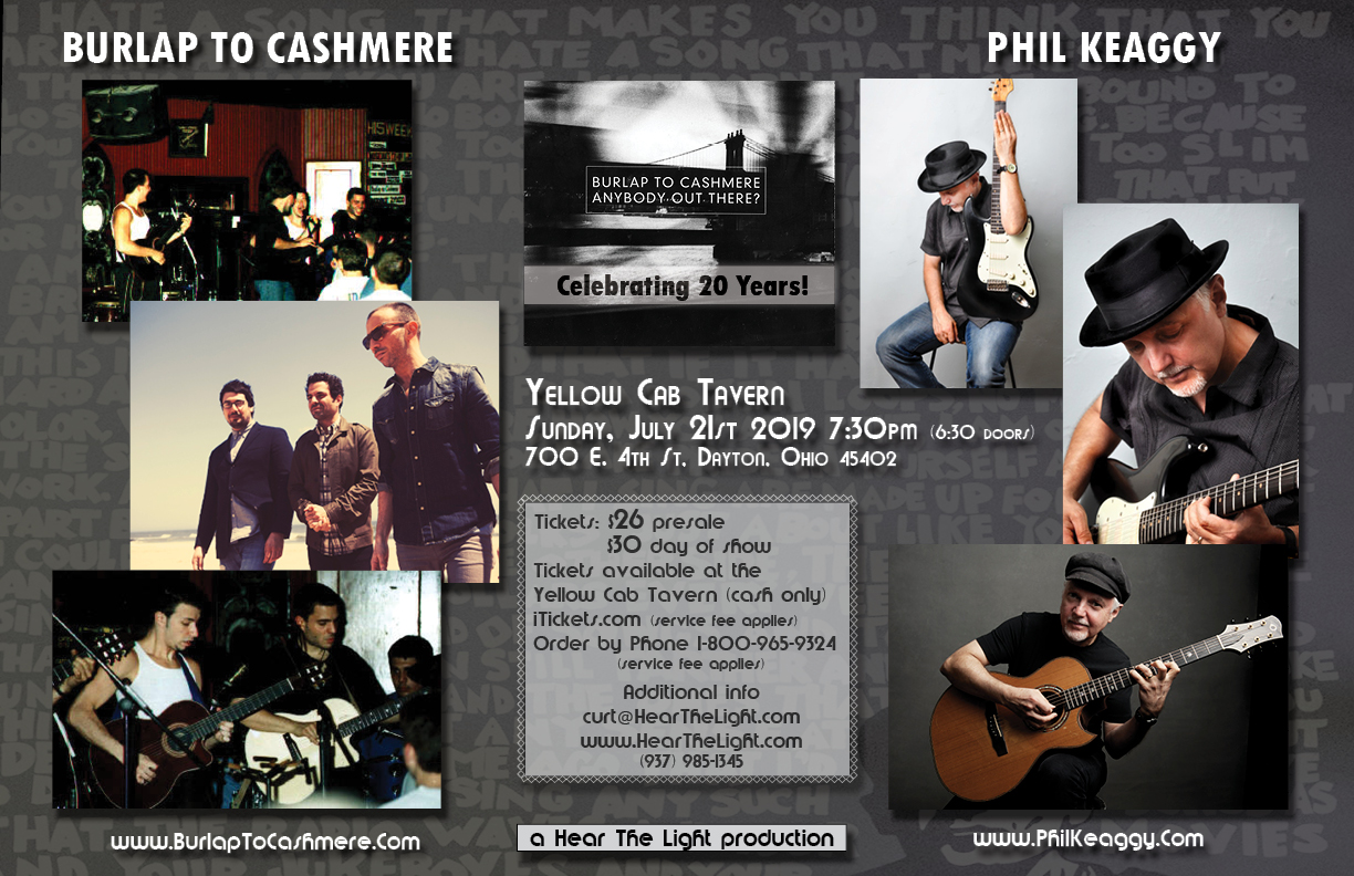 Burlap To Cashmere and Phil Keaggy July 21st 2019 at the Yellow Cab Tavern Dayton, Ohio